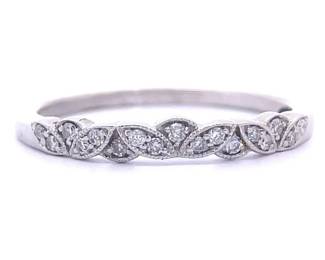 0.10 Carat Diamond Marquise Leaf Cluster Stacking Ring in 14k White Gold