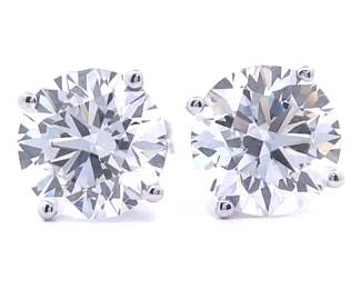 4.18 Carat Diamond Round Solitaire Stud Earrings in 14k White Gold