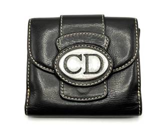 Christian Dior Brown Leather W-Hook Compact Wallet