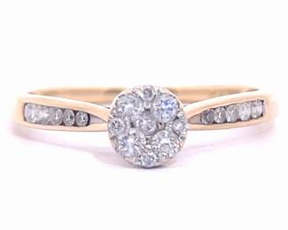 0.20 Carat Diamond Mini Cluster Channel Ring in 14k Yellow Gold