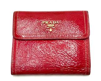Prada Red Patent Leather Compact Wallet
