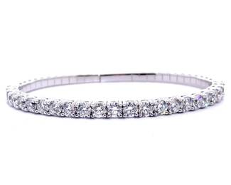 Fine Quality 6 Carat Diamond Tennis Bangle Bracelet in 14k White Gold; Excellent Craftsmanship