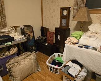 Primary bedroom.  Bedding, jewelry chest, and more!