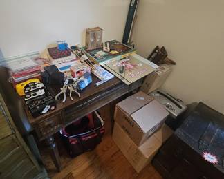 vintage cameras and office supplies