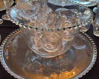 Candlewick punch bowl and cups