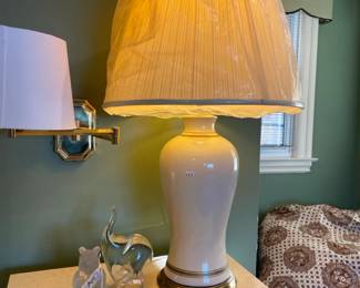 Charpente Glass Classic Pooh,  Murano Glass Elephant, Table Lamps, Vtg. Laminate Nightstands