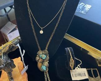 Vtg. Signed Bolo Tie,  10k 