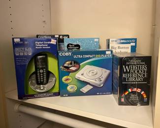 Digital Cordless Phone, Compact Dvd player, webster pocket reference library