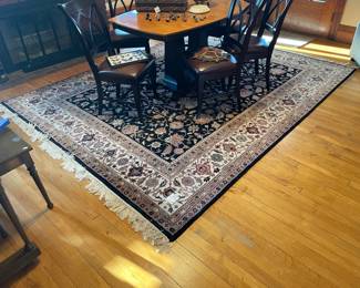 Persian Area Rug, Dining Table, Dining Chair Set
