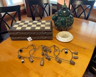 Mesoamerican Chess Set, Marble Ashtray, Mexican Ponchera Bowl