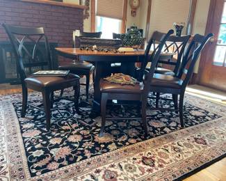 Persian Area Rug, Dining Table, Dining Chair Set
