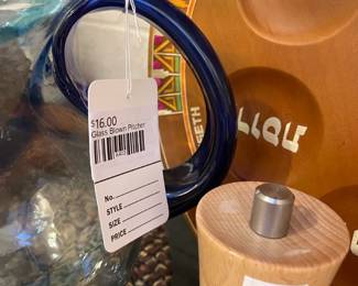 Glass Blown Pitcher, Seder Plate, Pepper Mills