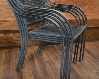 (4) Black Stackable Metal Chairs