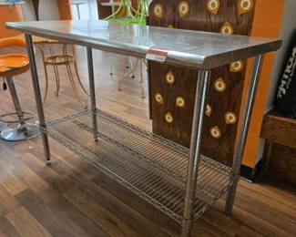 Metal Table with Bottom Shelf Missing (1) Foot See Photos