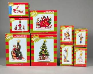 (9pc) DEPARTMENT 56 GRINCH CHRISTMAS DECOR | Decorative Grinch-themed Dr. Seuss Christmas figures, including Welcome Christmas: Christmas Day, Grinches Small Heart Grew Three Sizes All I Need is a Reindeer, Whoville Pancakes to Go, and more!