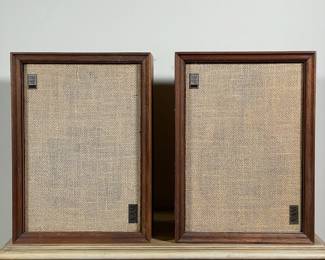 PAIR OF XAM BOOKSHELF SPEAKERS | Model 4E, walnut veneer, not tested. - h. 10.5 x w. 14.5 x d. 9 in