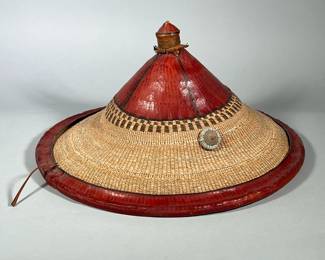 AFRICAN FULANI CONICAL HAT | West African woven conical hat. - h. 9 x dia. 18 in