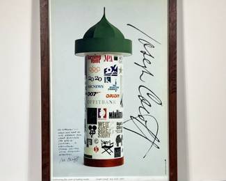 [SIGNED] JOSEPH CAROFF ADVERTISING POSTER | With dedication to Dr. Sherman, framed under glass. -  h. 18.5 x w. 12.5 in