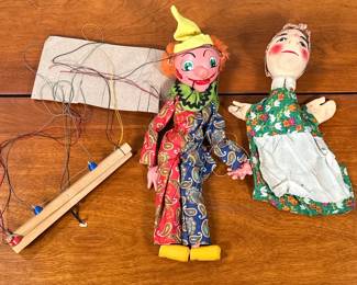 (2pc) PUPPETS | Including: clown string puppet and hand puppet.