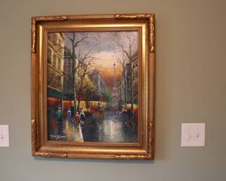 VINTAGE FRENCH PARIS STREET SCENE, SIGNED OIL PAINTING