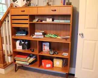 MCM Teak 2 piece Bookcase Storage Center 