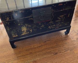 Chinese Lacquer Trunk on Stand