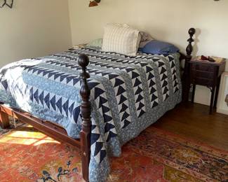 Antique Grain Painted Cannonball Four Poster Bed