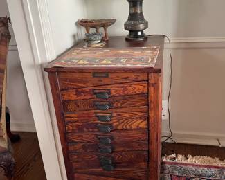 Unusual Antique Slanted Drawer Cabinet