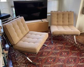 Pair of Barcelona Chairs by Selig