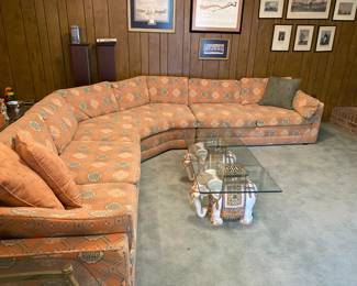 Four-piece patterned sectional.