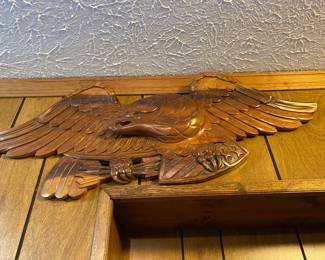 Vintage carved wood Louisburg eagle.