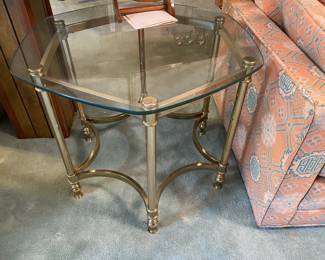 Glass and chrome side table.