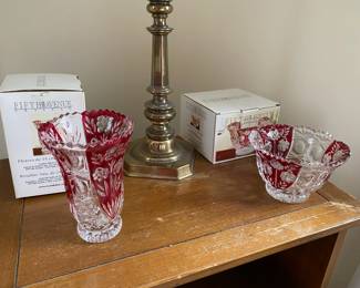 Vintage Fifth Avenue Crystal Rosaline vases.