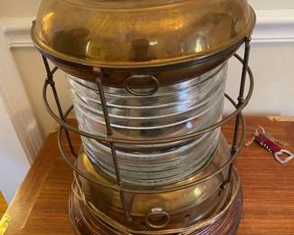 Electrified brass ship lantern.