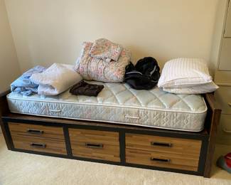 Twin bed with storage.