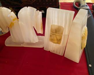 Vintage onyx marble bookends.