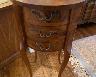 Parquet Marquetry side table with three drawers.