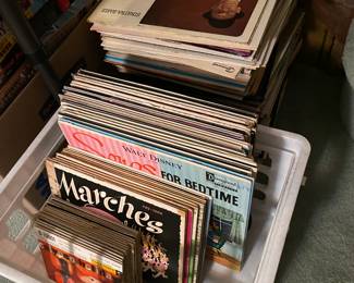 Record albums and 45s.