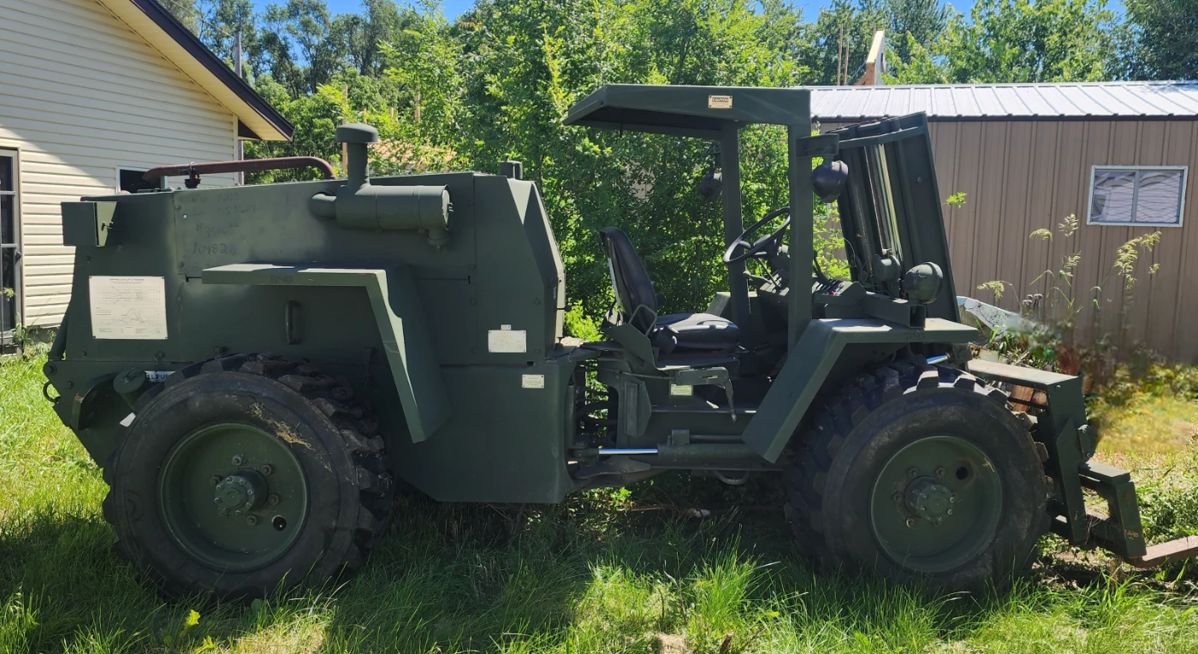 1983 U.S. Army M4K Rough Terrain Forklift (diesel) [side view] - $12,000