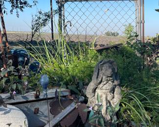 Angel Yard Art, Concrete Rabbit Statue, Garden Gate