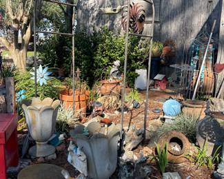 Metal Trellis, Concrete Planters