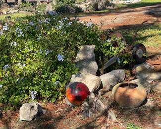 Bowling Balls used as yard art