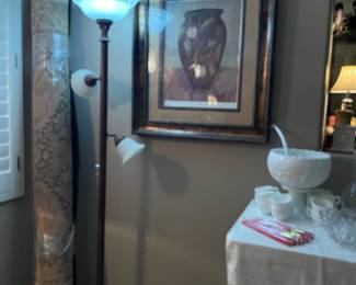 Area Rug, Signed Picture, Westmoreland Punchbowl set