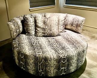 Oversized round side chair, animal print