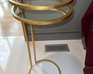 Golden side table with mirror shelving insert (1 of 2)
