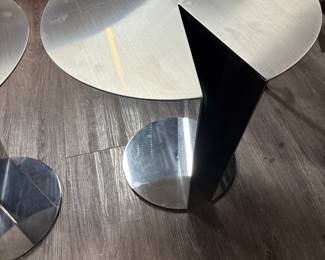 silver tone pac man side tables