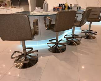 Silver on silver clover bar stool type chairs (7 available)