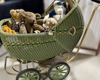 Victorian Wicker Baby Buggy /green 
Boyd’s Bears Plus are separate 