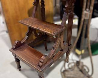 Library Stool 3 Step Antique 