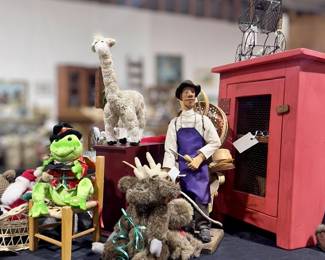 Lots whimsical & gift giving items…Little stuffed Bears & other figures…Hand Made Figures & Little Cabinets
